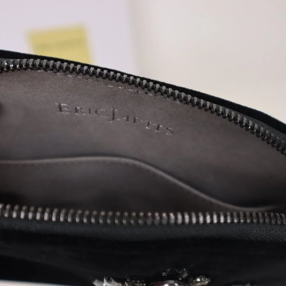 ❄️ Eric Javits Black Velvet Clutch Wristlet NIB Purse Evening Handbag Formal